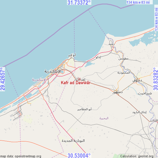 Kafr ad Dawwār on map