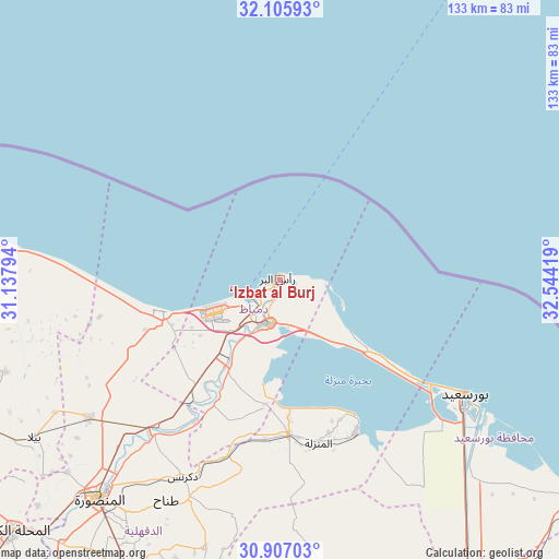 ‘Izbat al Burj on map