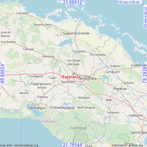 Esperanza on map