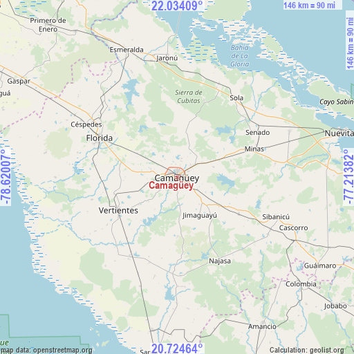 Camagüey on map