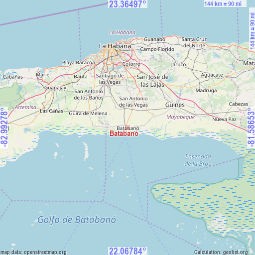 Batabanó on map