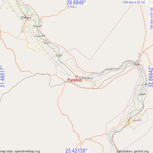Farshūţ on map