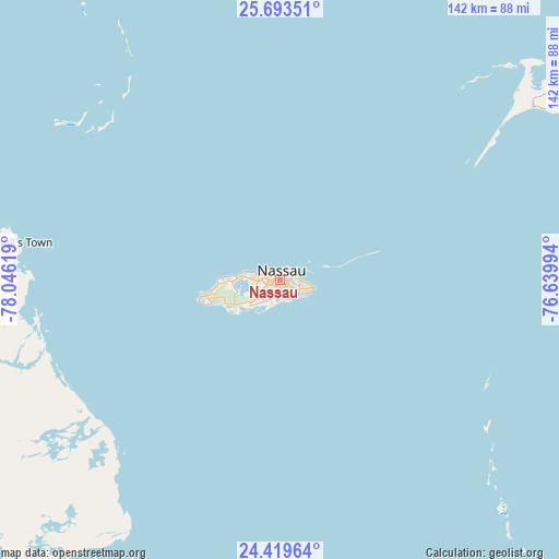 Nassau on map
