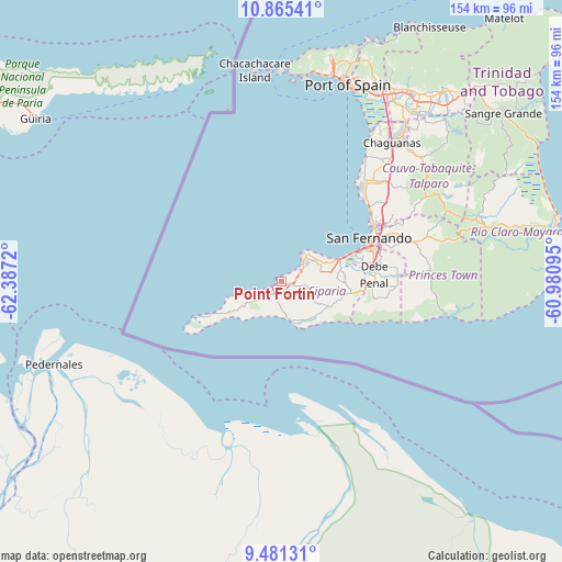 Point Fortin on map
