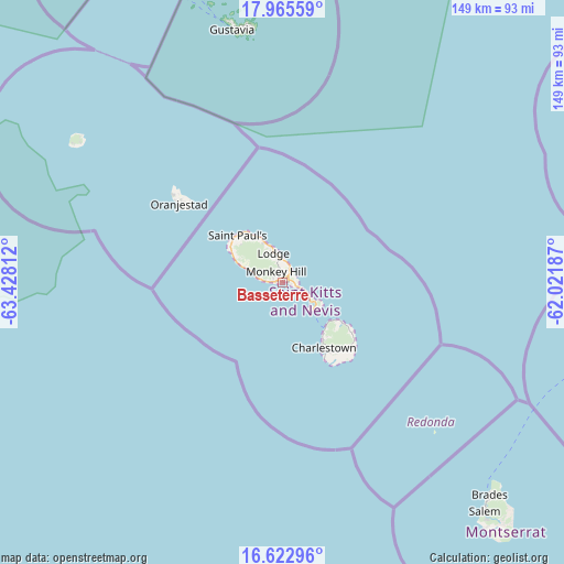 Basseterre on map