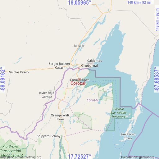 Corozal on map