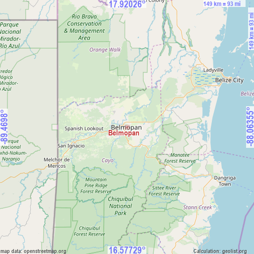 Belmopan on map