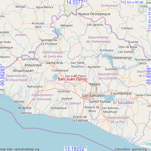 San Juan Opico on map