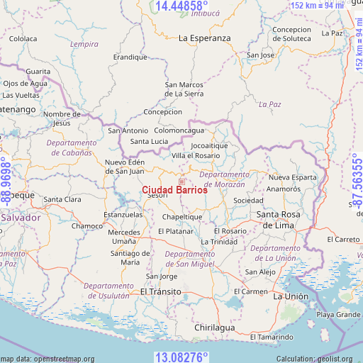 Ciudad Barrios on map