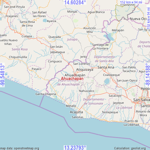 Ahuachapán on map