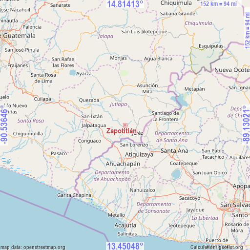 Zapotitlán on map