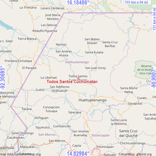 Todos Santos Cuchumatán on map