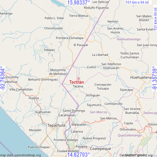 Tectitán on map