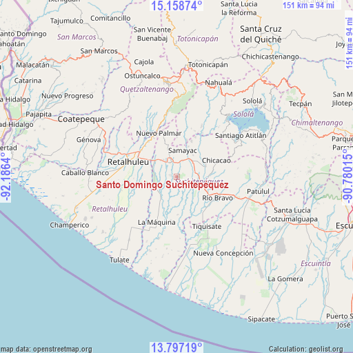Santo Domingo Suchitepéquez on map