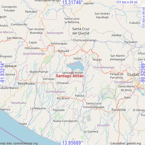Santiago Atitlán on map
