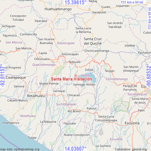 Santa María Visitación on map
