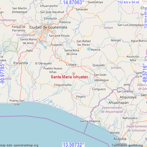 Santa María Ixhuatán on map