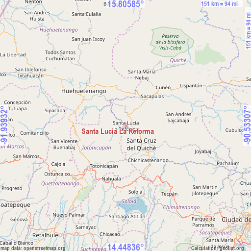 Santa Lucia La Reforma on map