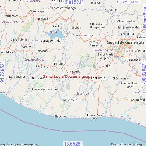 Santa Lucía Cotzumalguapa on map