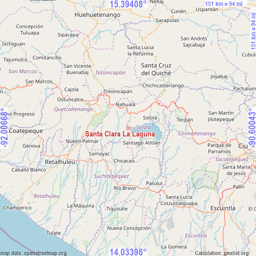 Santa Clara La Laguna on map