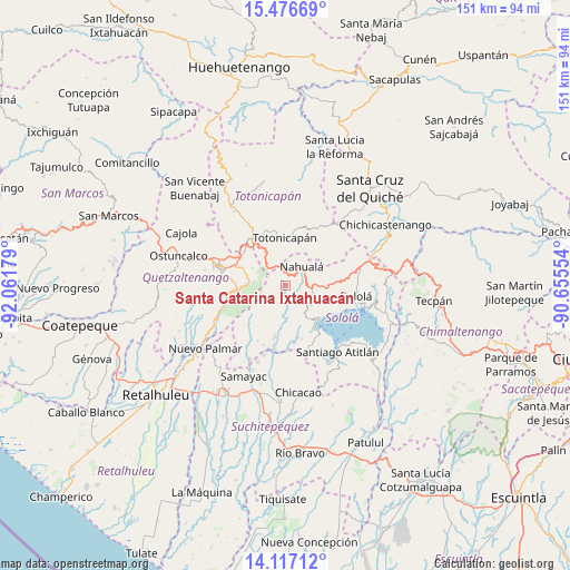 Santa Catarina Ixtahuacán on map