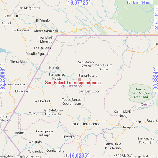 San Rafael La Independencia on map