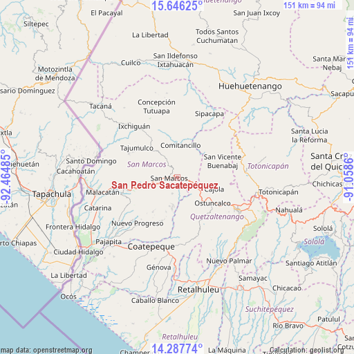 San Pedro Sacatepéquez on map