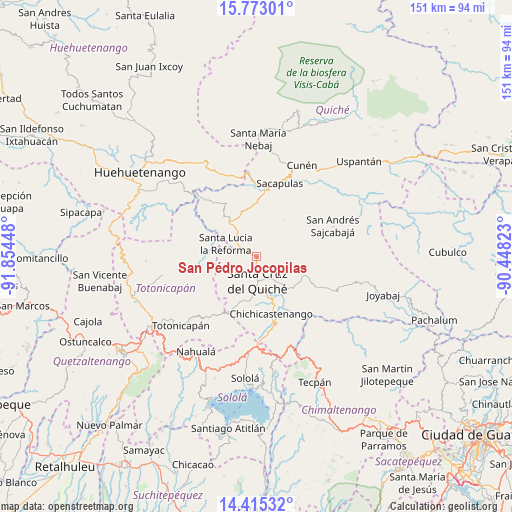 San Pédro Jocopilas on map