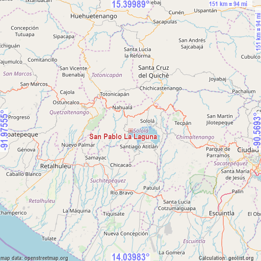 San Pablo La Laguna on map