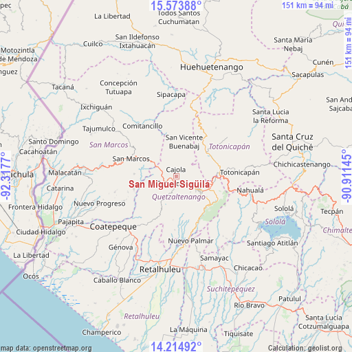 San Miguel Sigüilá on map