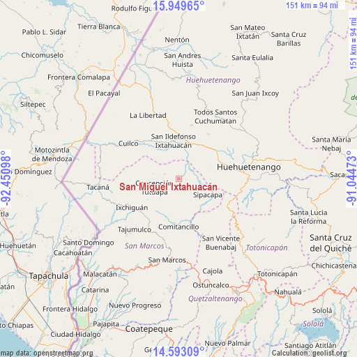 San Miguel Ixtahuacán on map