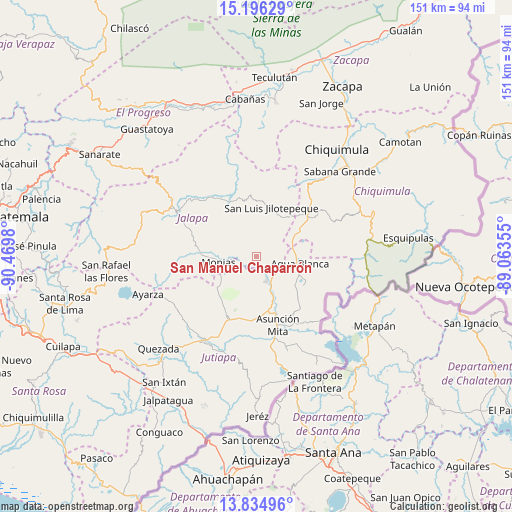San Manuel Chaparrón on map