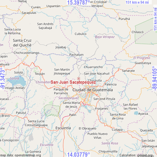 San Juan Sacatepéquez on map