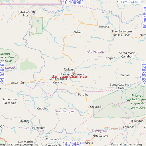 San Juan Chamelco on map