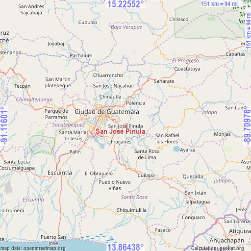 San José Pinula on map