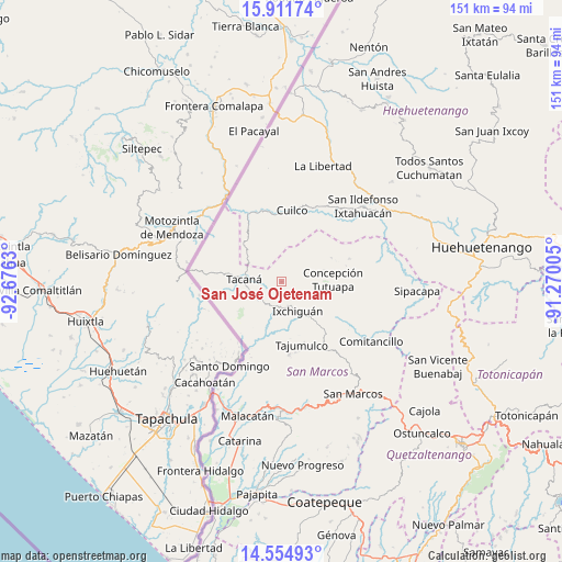 San José Ojetenam on map