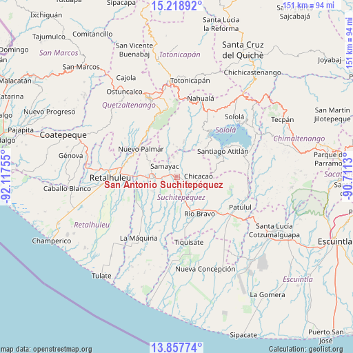 San Antonio Suchitepéquez on map