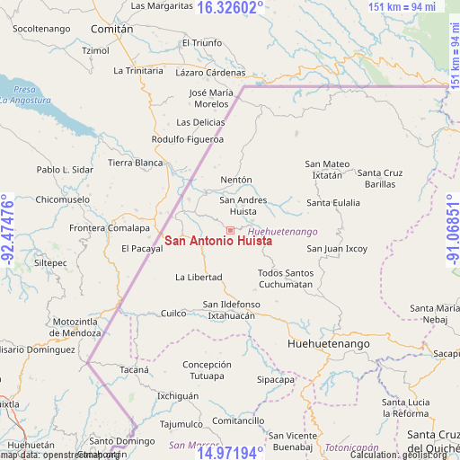 San Antonio Huista on map