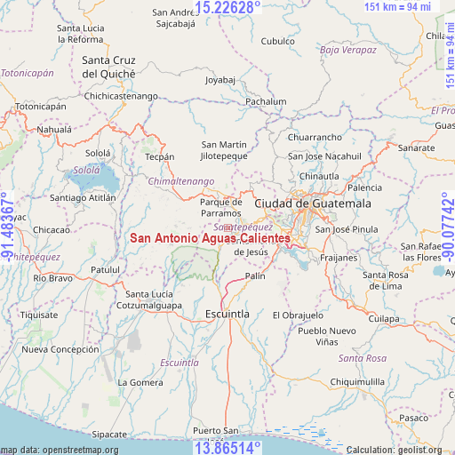 San Antonio Aguas Calientes on map