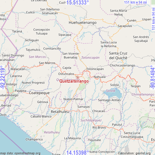Quetzaltenango on map