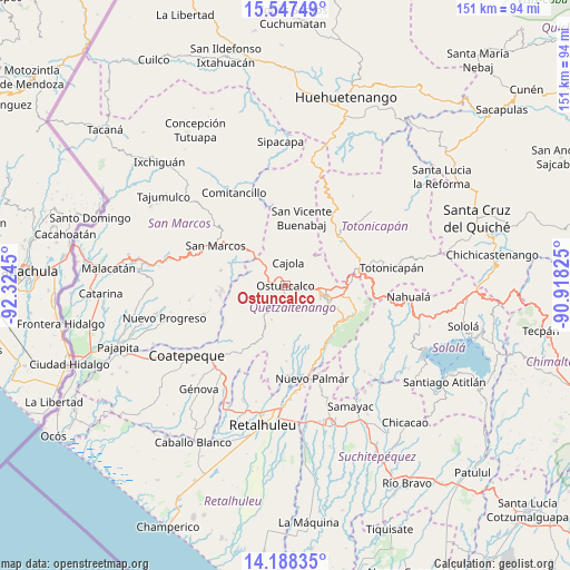 Ostuncalco on map
