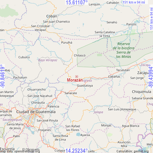 Morazán on map