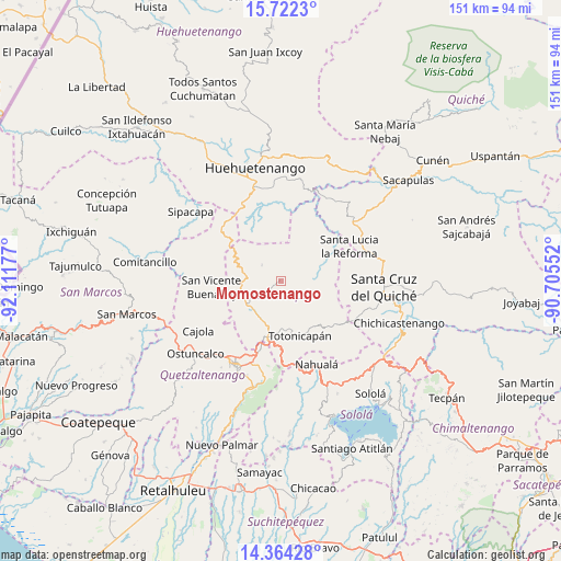 Momostenango on map