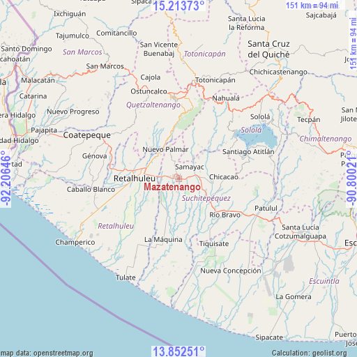 Mazatenango on map