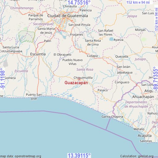 Guazacapán on map