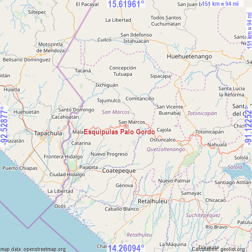 Esquipulas Palo Gordo on map