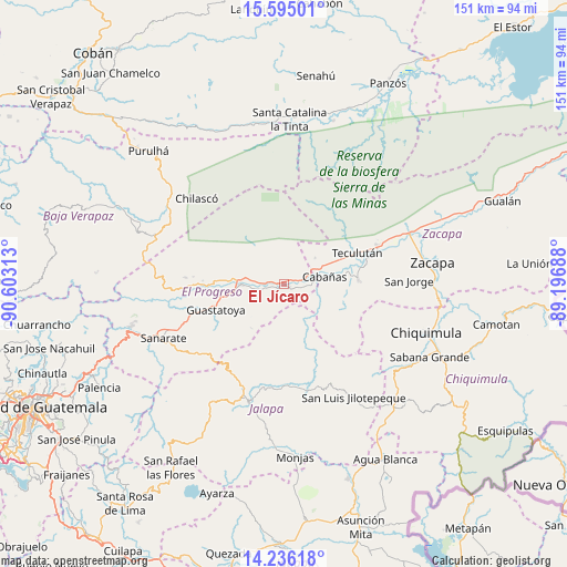 El Jícaro on map