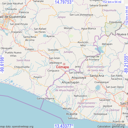 Comapa on map
