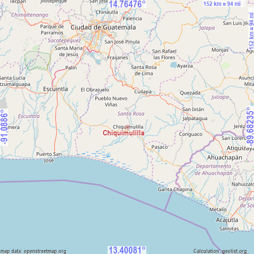 Chiquimulilla on map