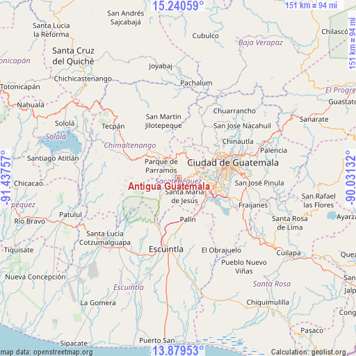 Antigua Guatemala on map